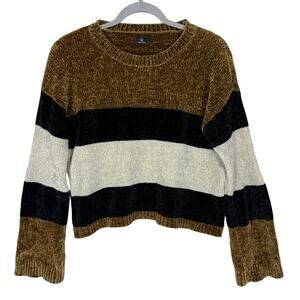 Volcom True To This Sweater Womens XS Multicolor Striped Chenille Long Sleeve